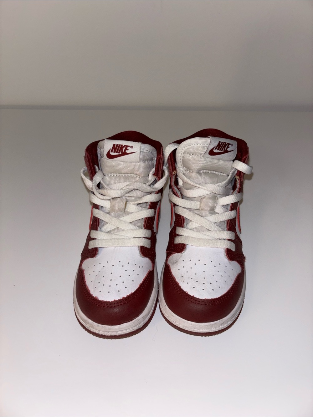 Nike Kids White and Red High-Top Sneakers